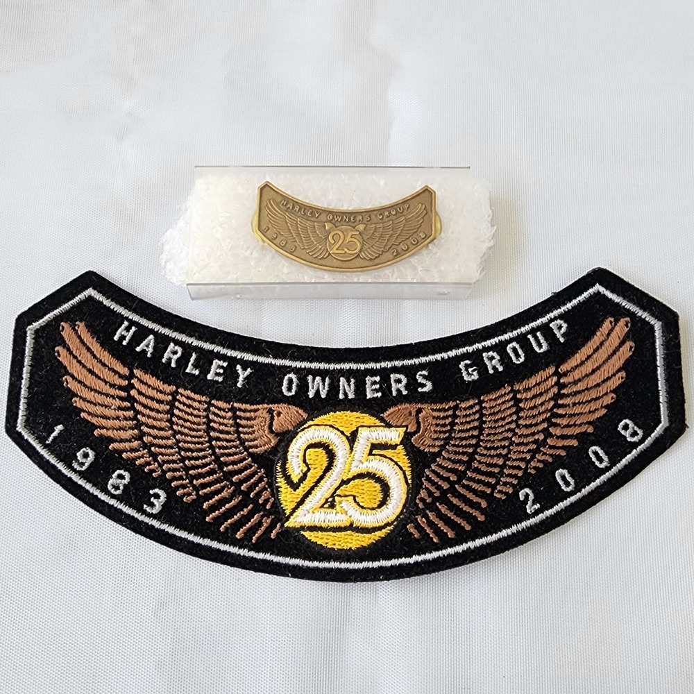 Harley Owners Group HOG 25th Anniversary Patch & Pin 1983-2008 Rare NOS Original